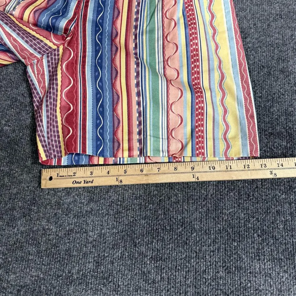 Marcia Shorts Womens 12 Blue Red Stripe Pleated Bermuda Cotton Elastic Waist
